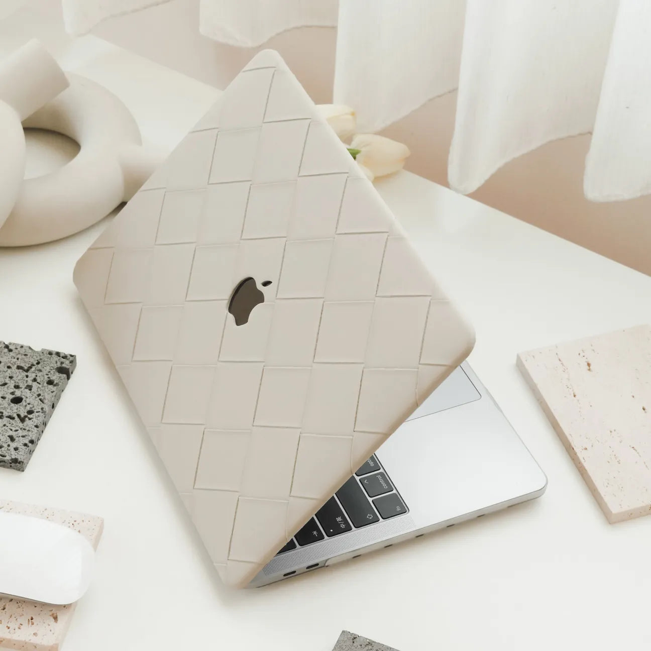 Rock Ash Weave Texture Leather Macbook Case