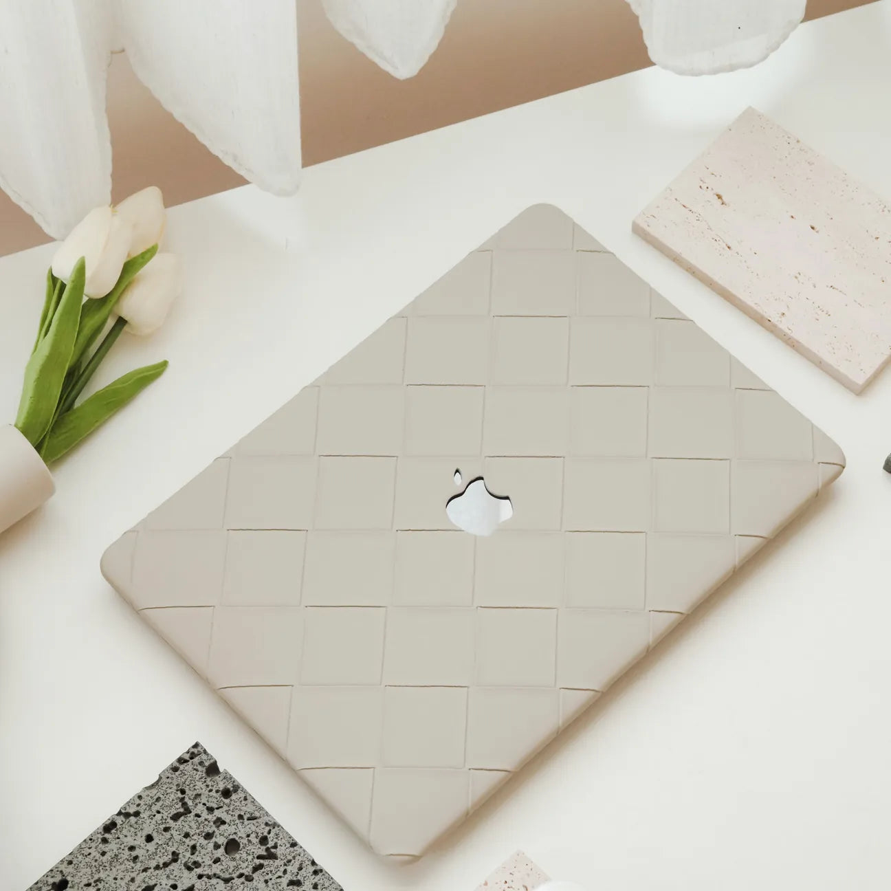 Rock Ash Weave Texture Leather Macbook Case