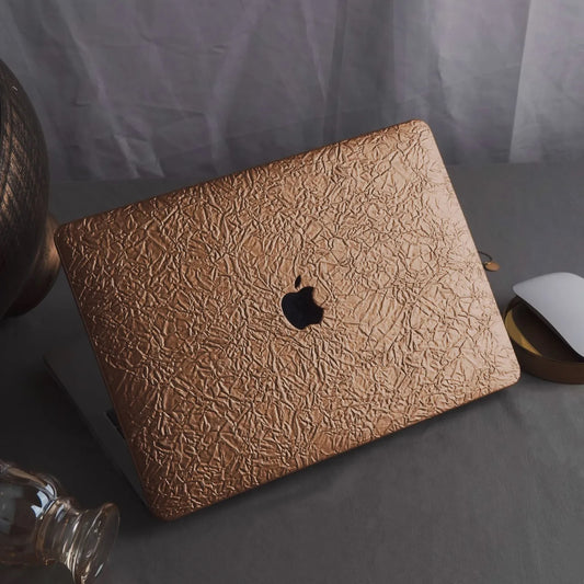 Bronze Gold Irregular Leather Macbook Case