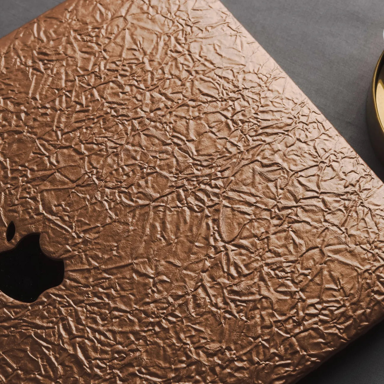 Bronze Gold Irregular Leather Macbook Case