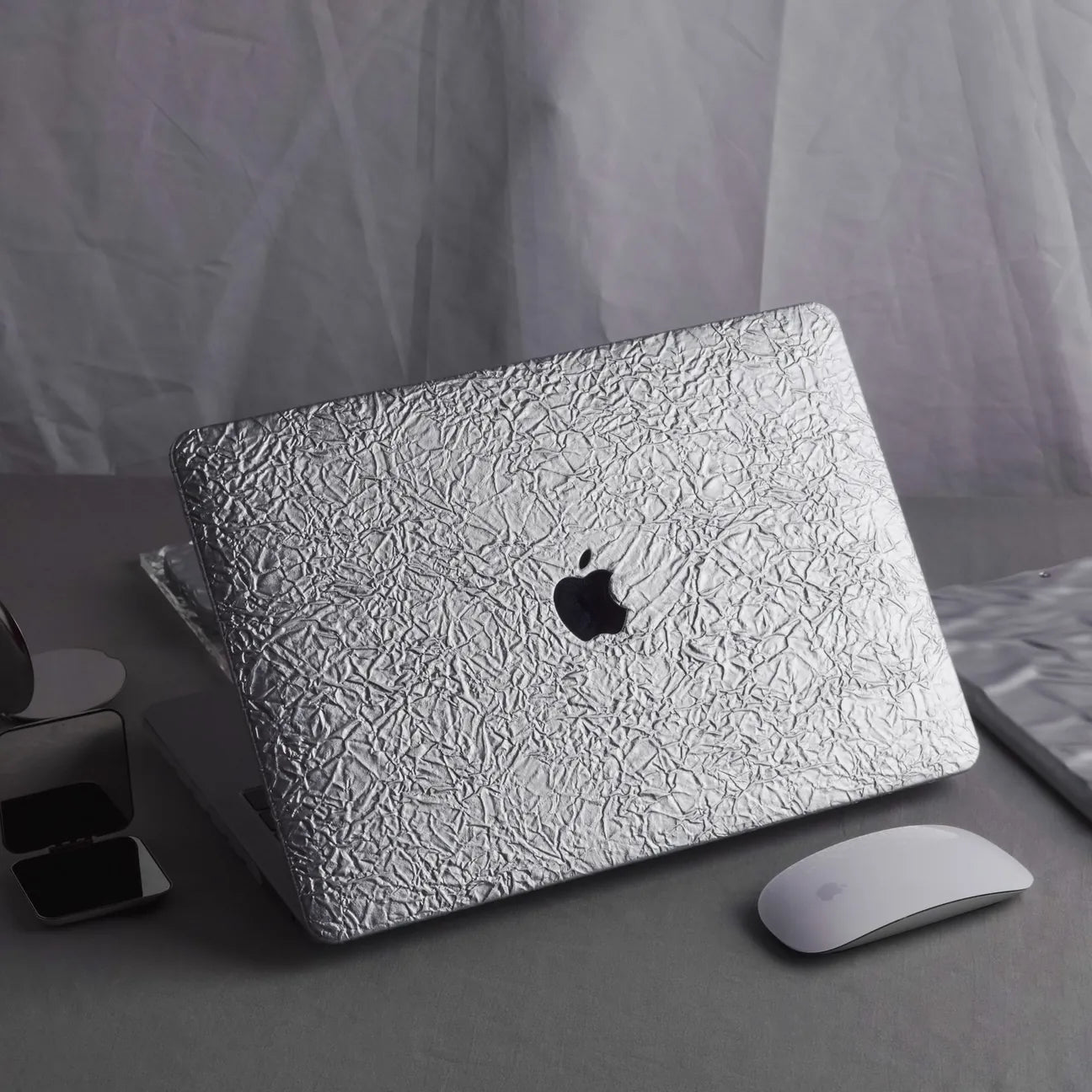 Silver Irregular Leather Macbook Case