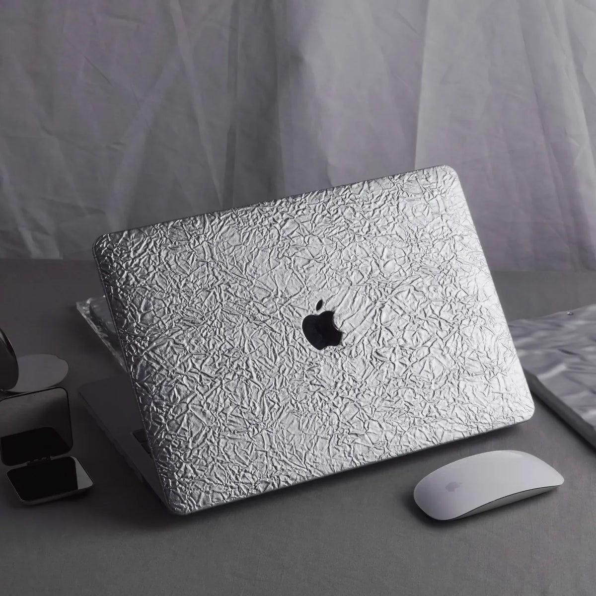 Silver Irregular Leather Macbook Case