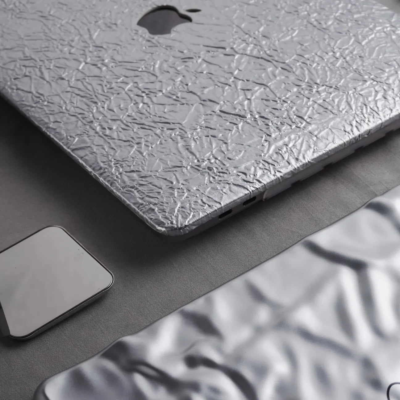 Silver Irregular Leather Macbook Case