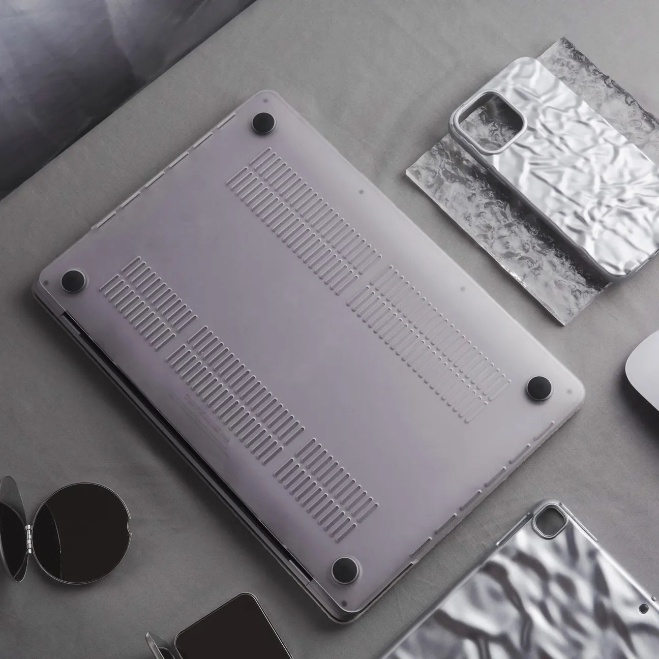Silver Irregular Leather Macbook Case