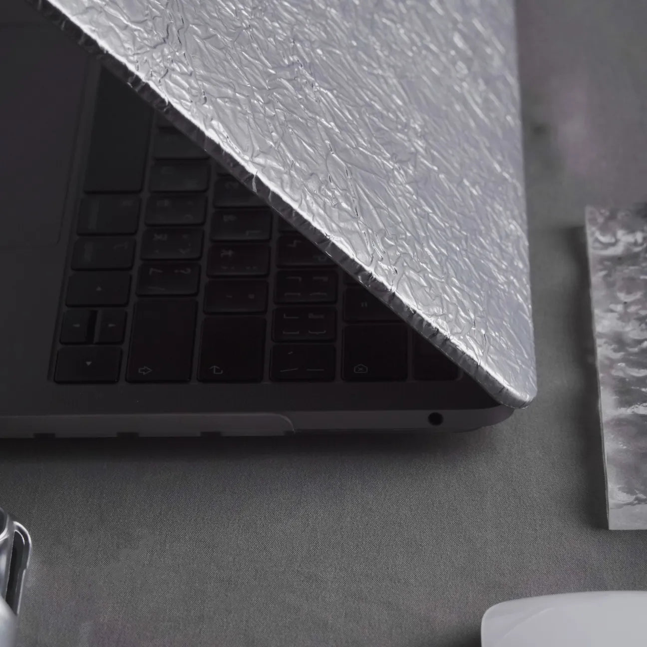 Silver Irregular Leather Macbook Case