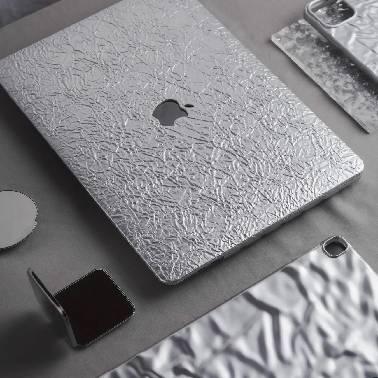 Silver Irregular Leather Macbook Case