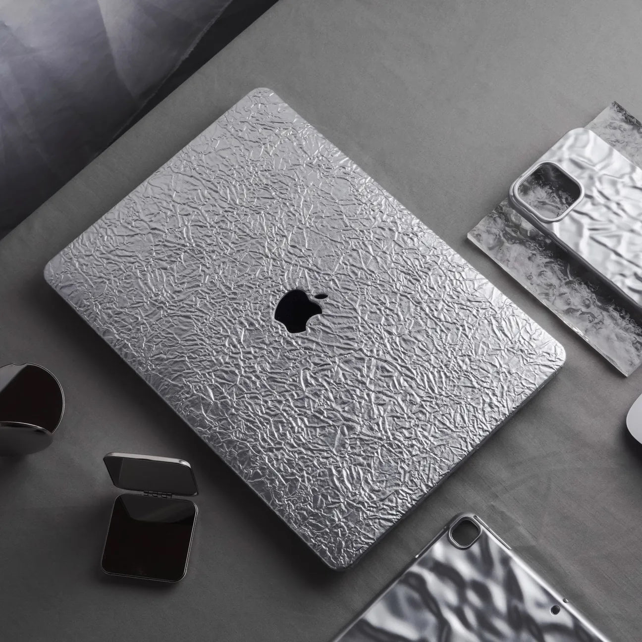 Silver Irregular Leather Macbook Case