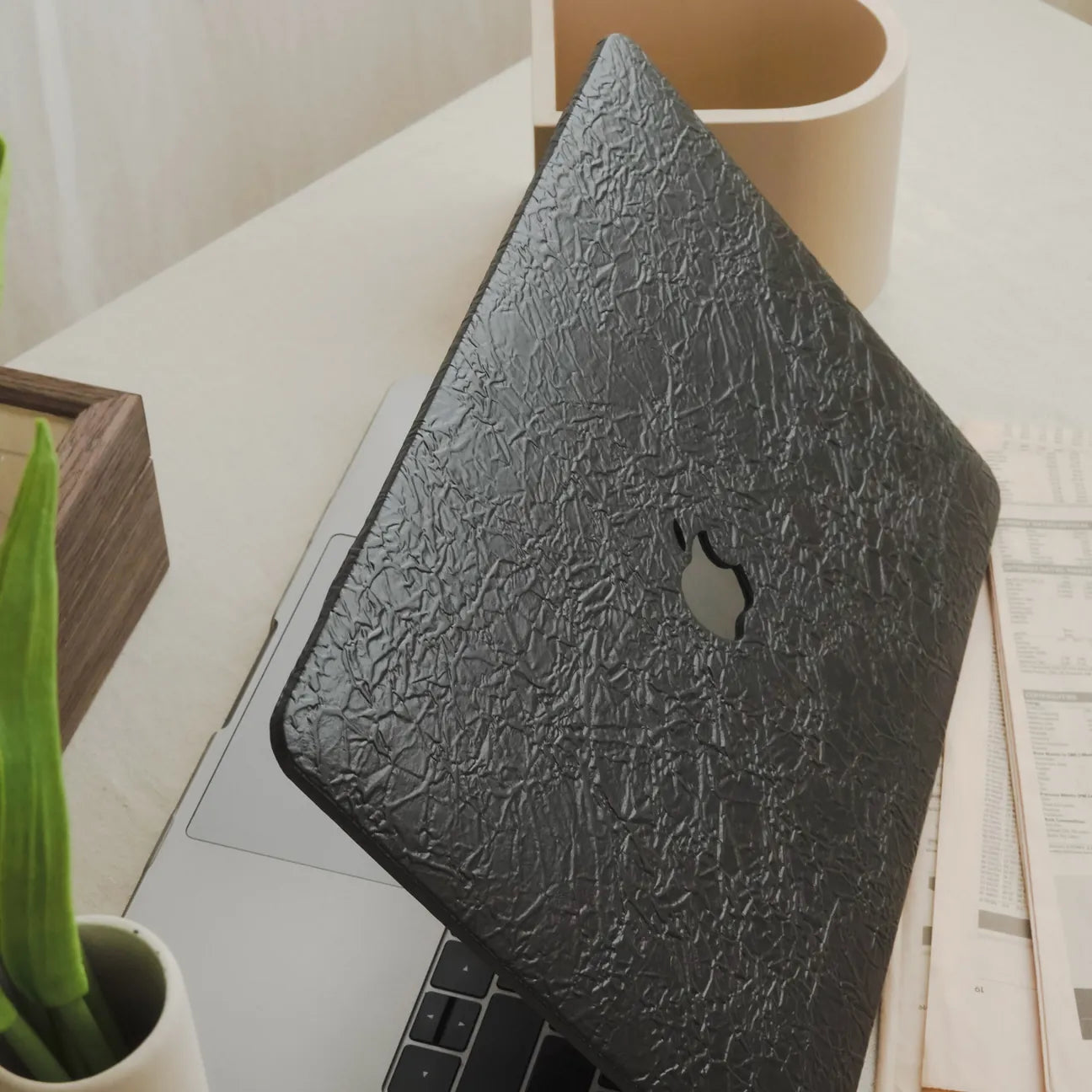 Iron Black Irregular Leather Macbook Case