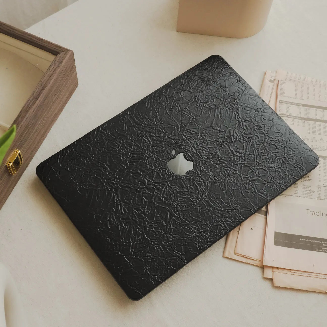 Iron Black Irregular Leather Macbook Case