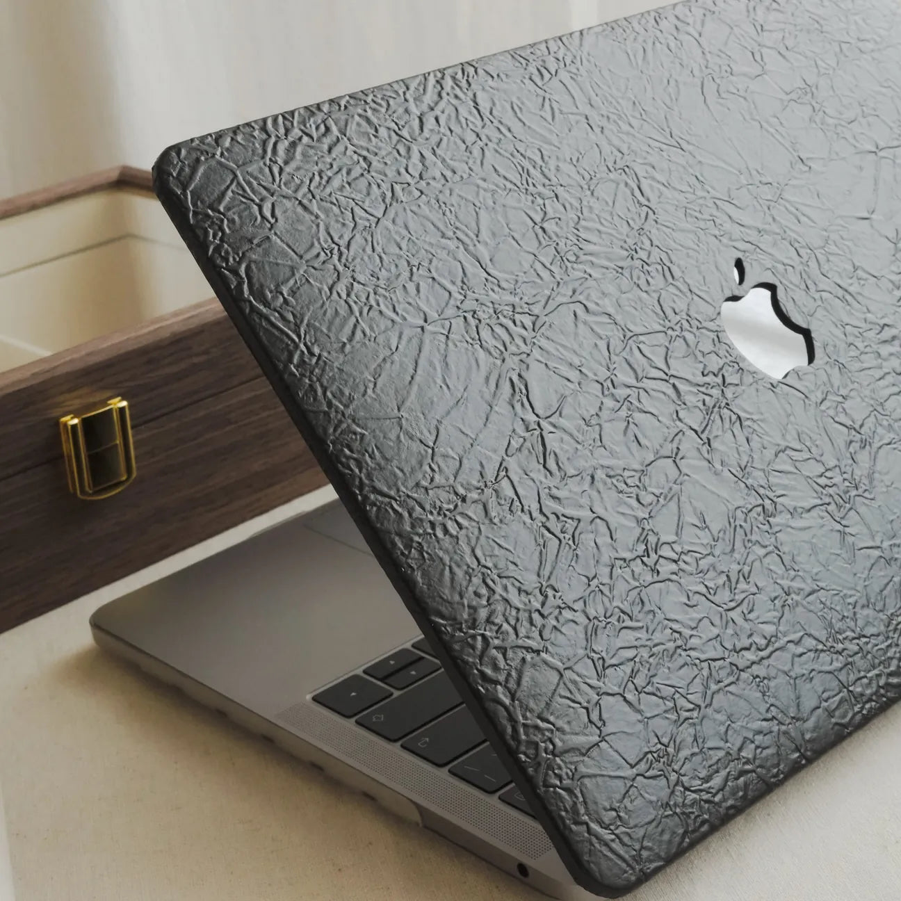 Iron Black Irregular Leather Macbook Case