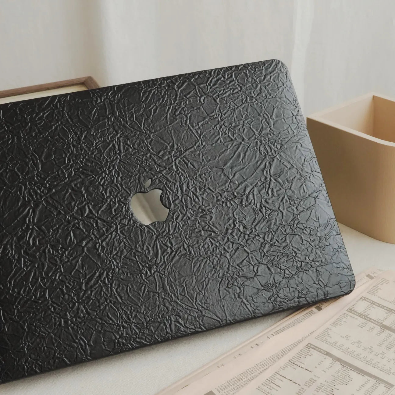 Iron Black Irregular Leather Macbook Case