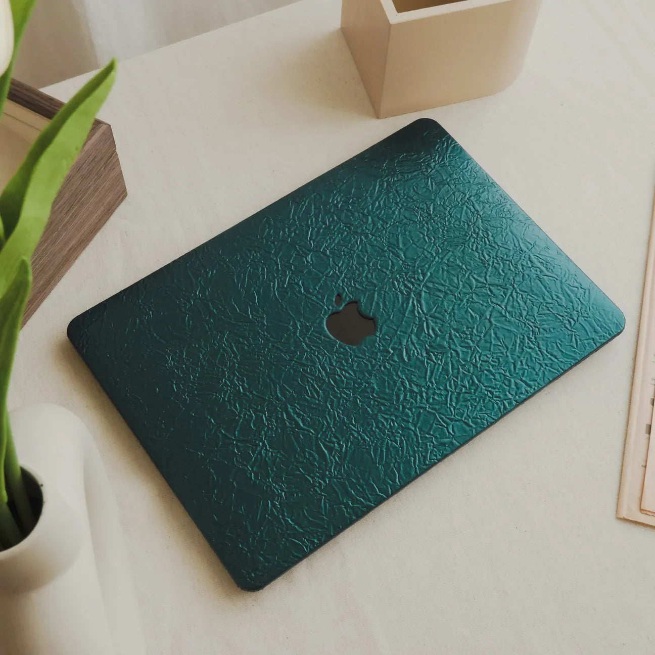 Bronze Green Irregular Leather Macbook Case
