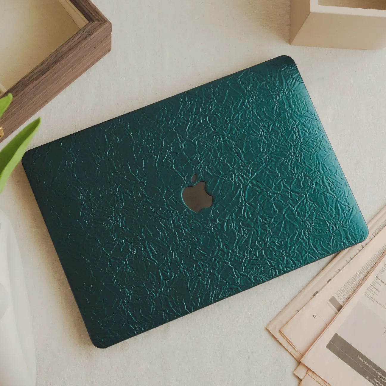 Bronze Green Irregular Leather Macbook Case