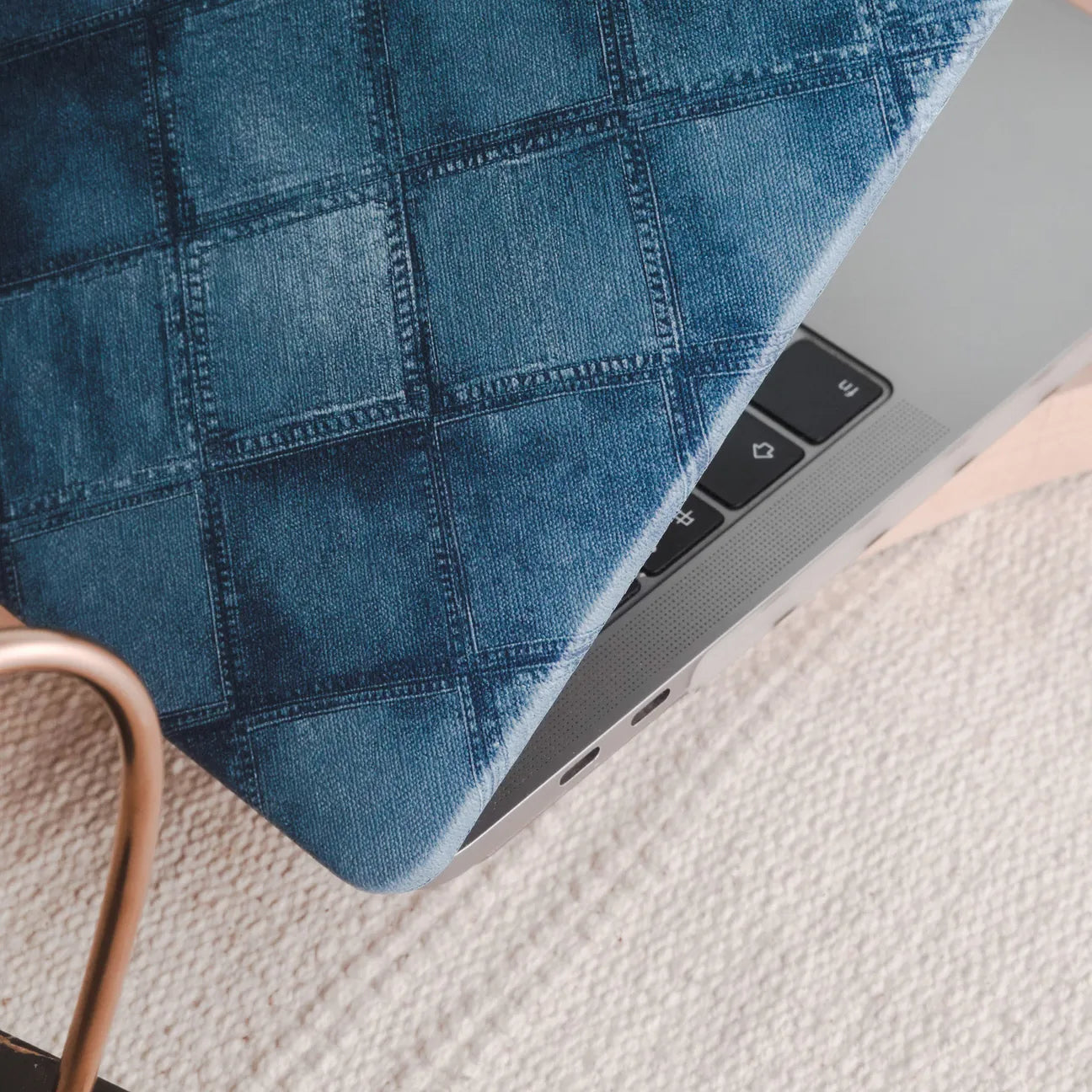 Blue Plaid Denim Fabric Macbook Case