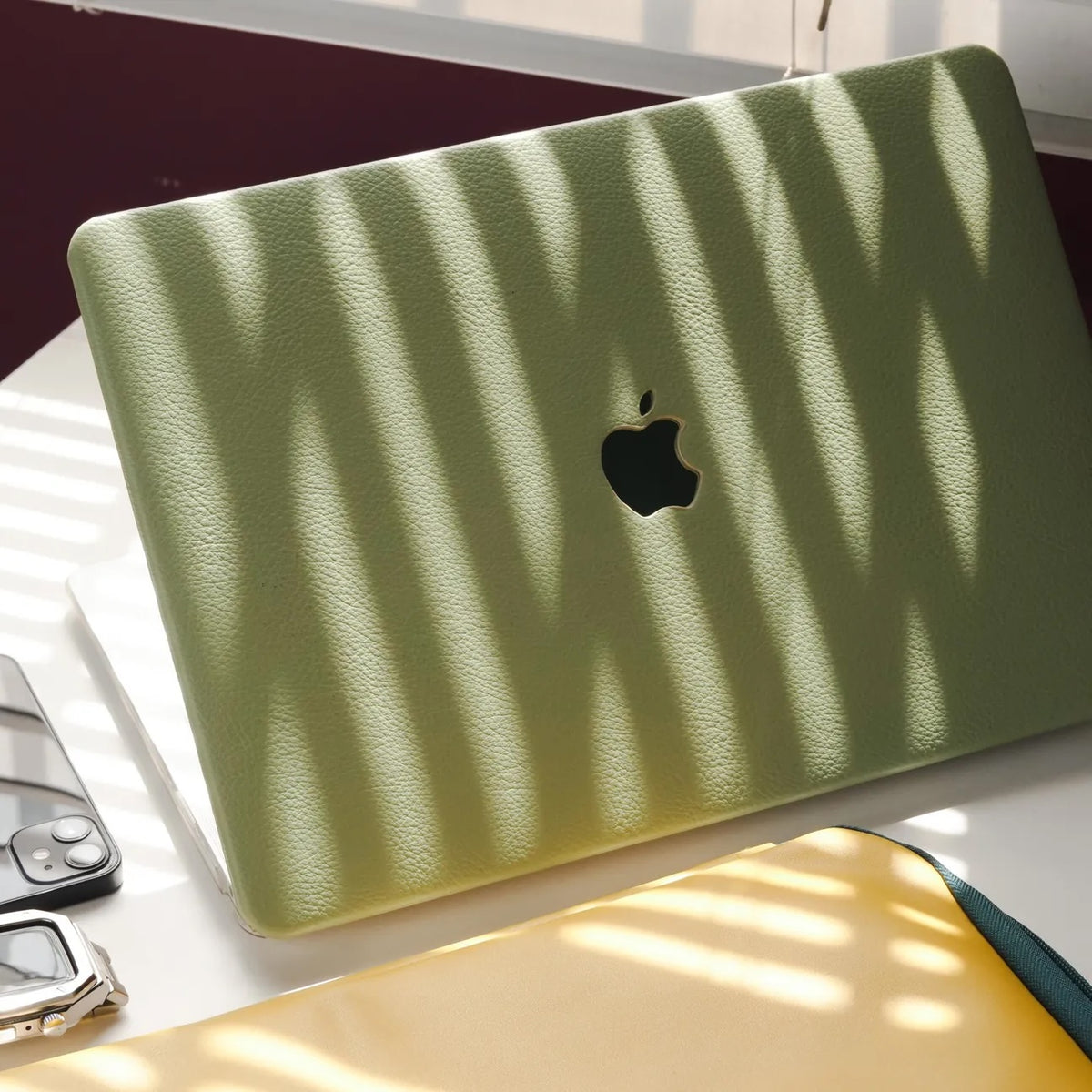 Green Lychee Peel Leather Macbook Case