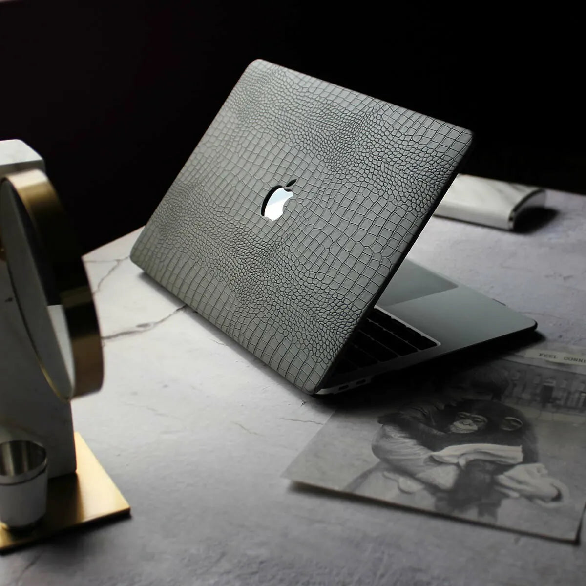 Grey Crocodile Leather Macbook Case
