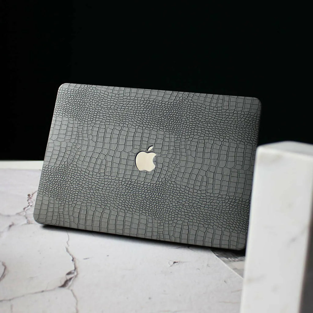 Grey Crocodile Leather Macbook Case