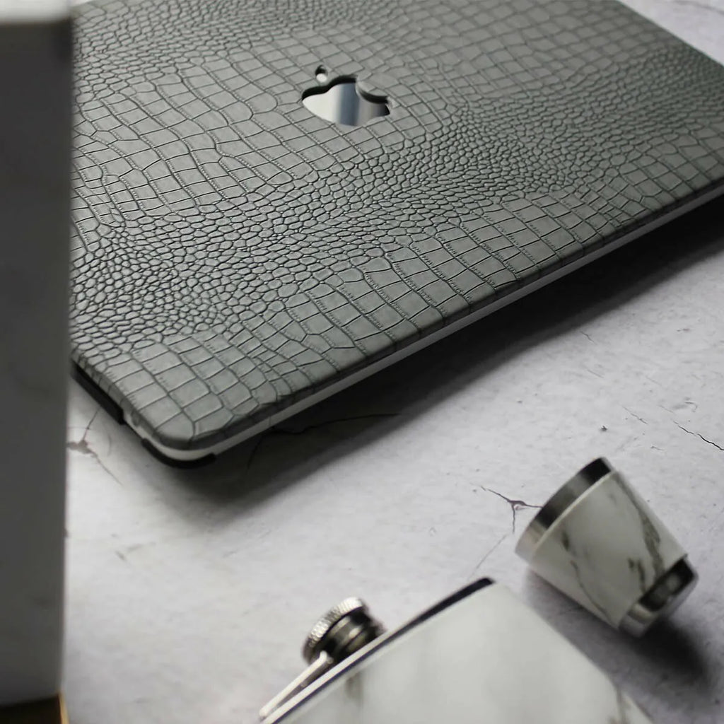 Grey Crocodile Leather Macbook Case