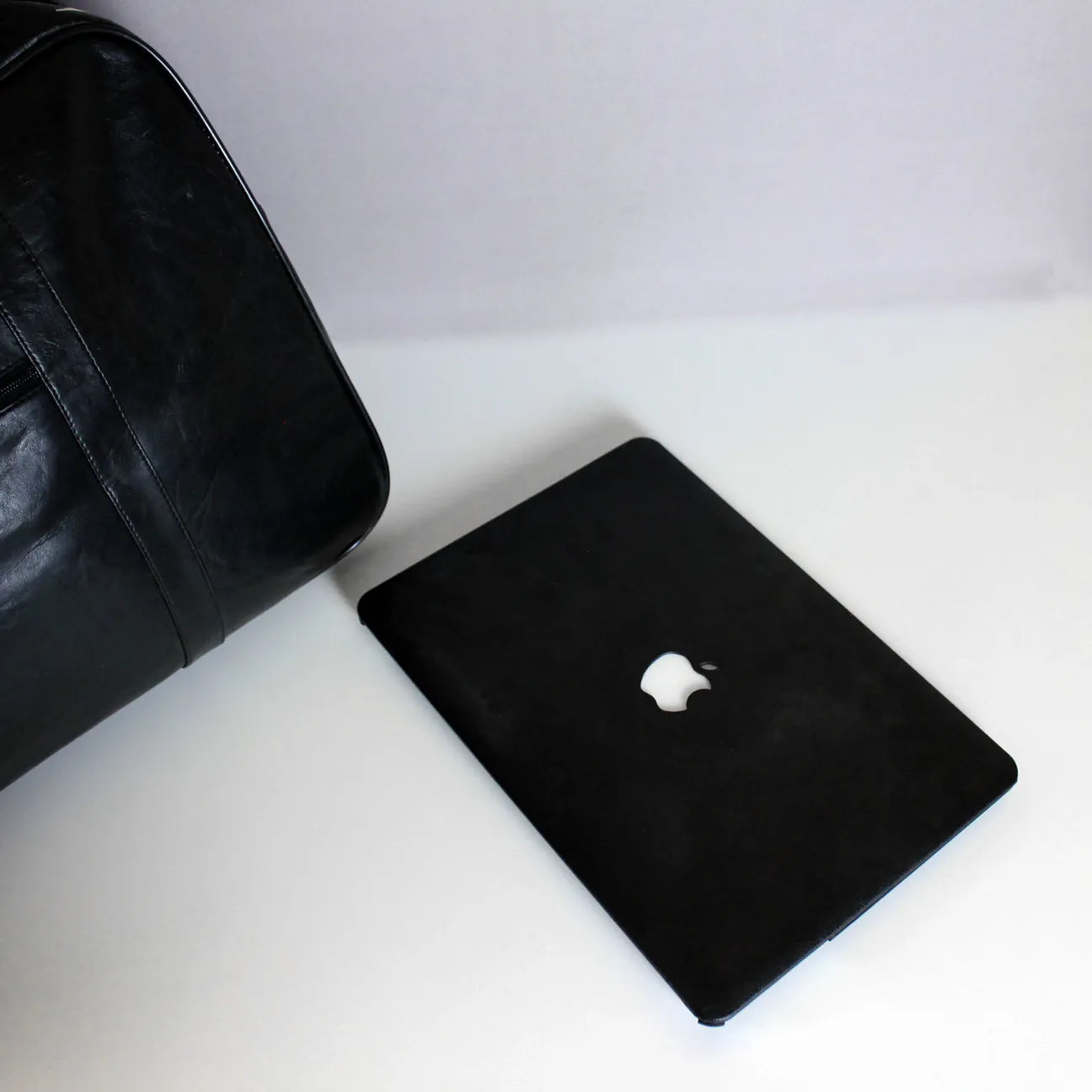 Classic black Litchi Leather Macbook case