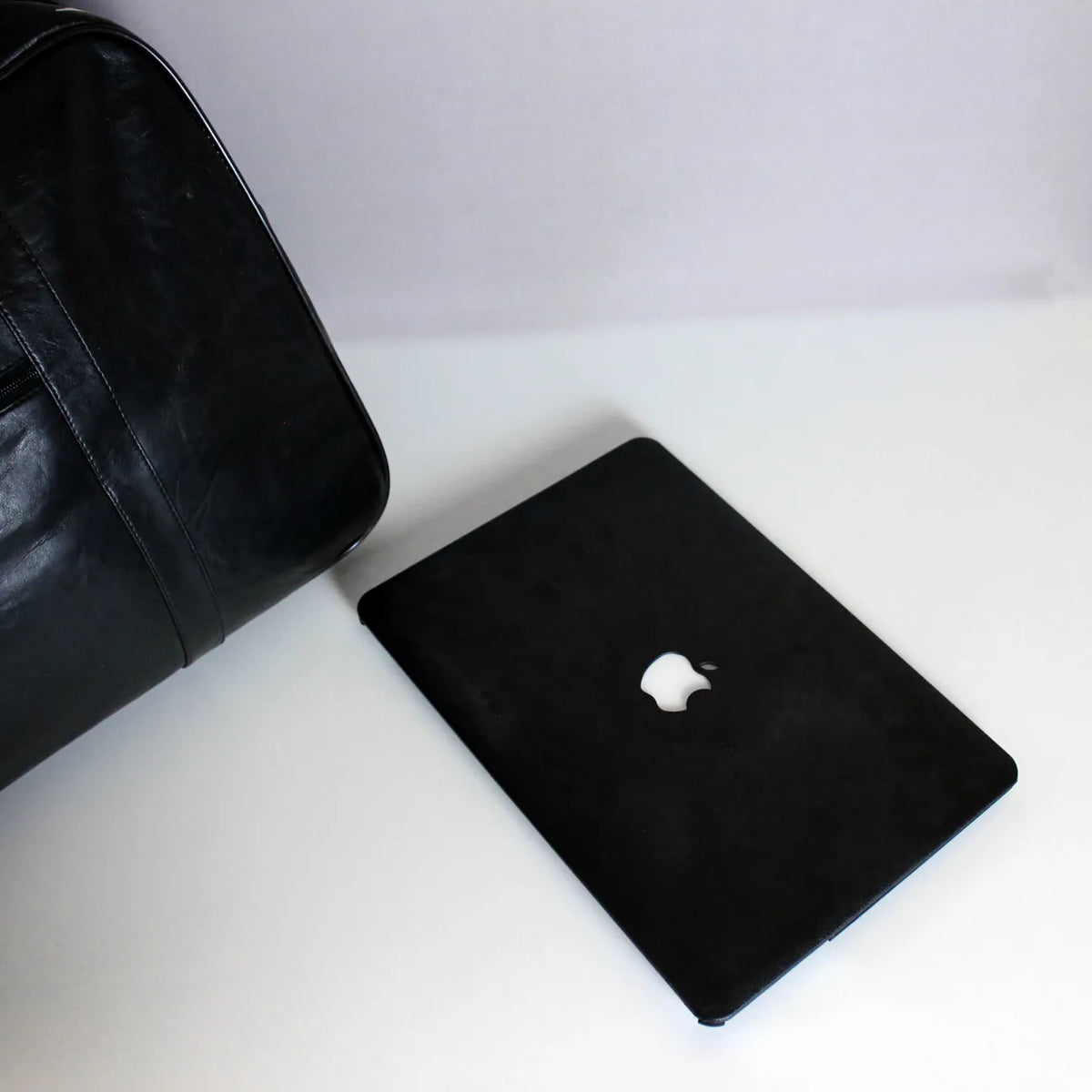 Classic black Litchi Leather Macbook case