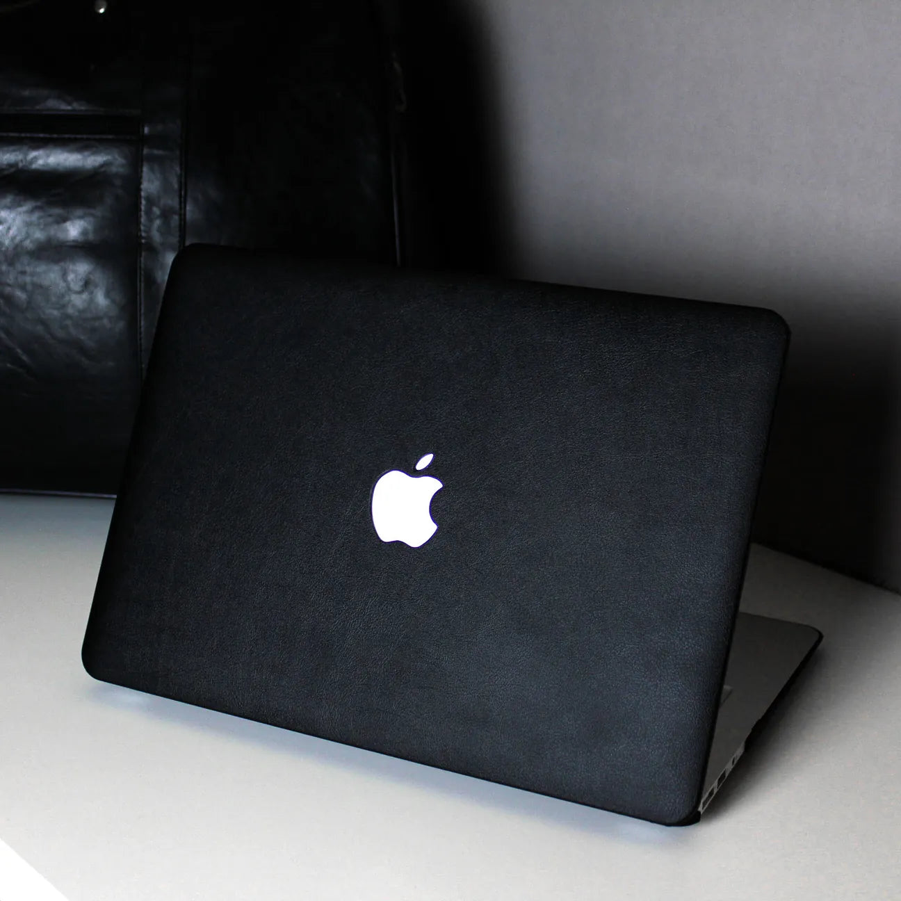 Classic black Litchi Leather Macbook case