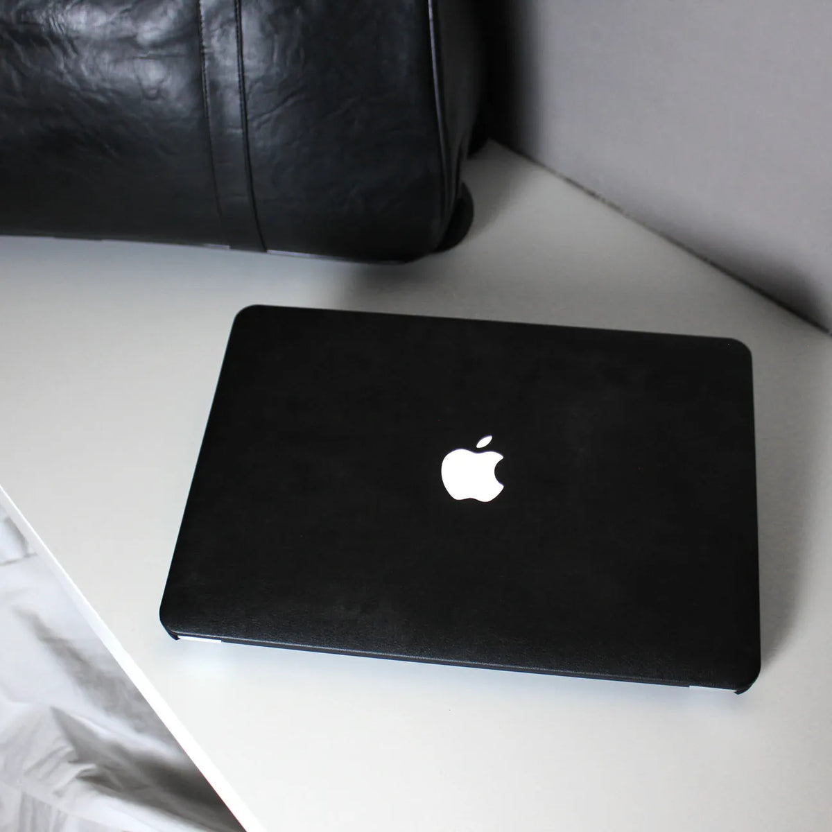 Classic black Litchi Leather Macbook case