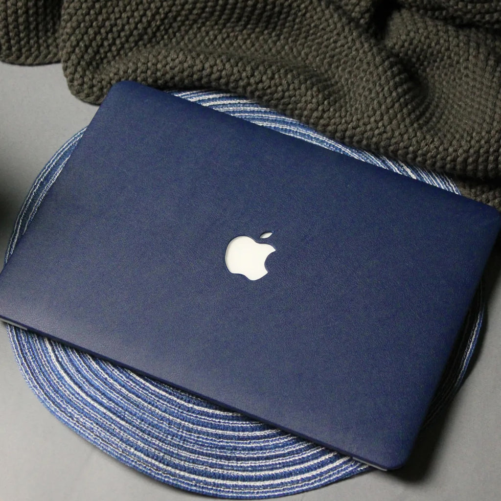 Classic Blue Litchi Leather Macbook case