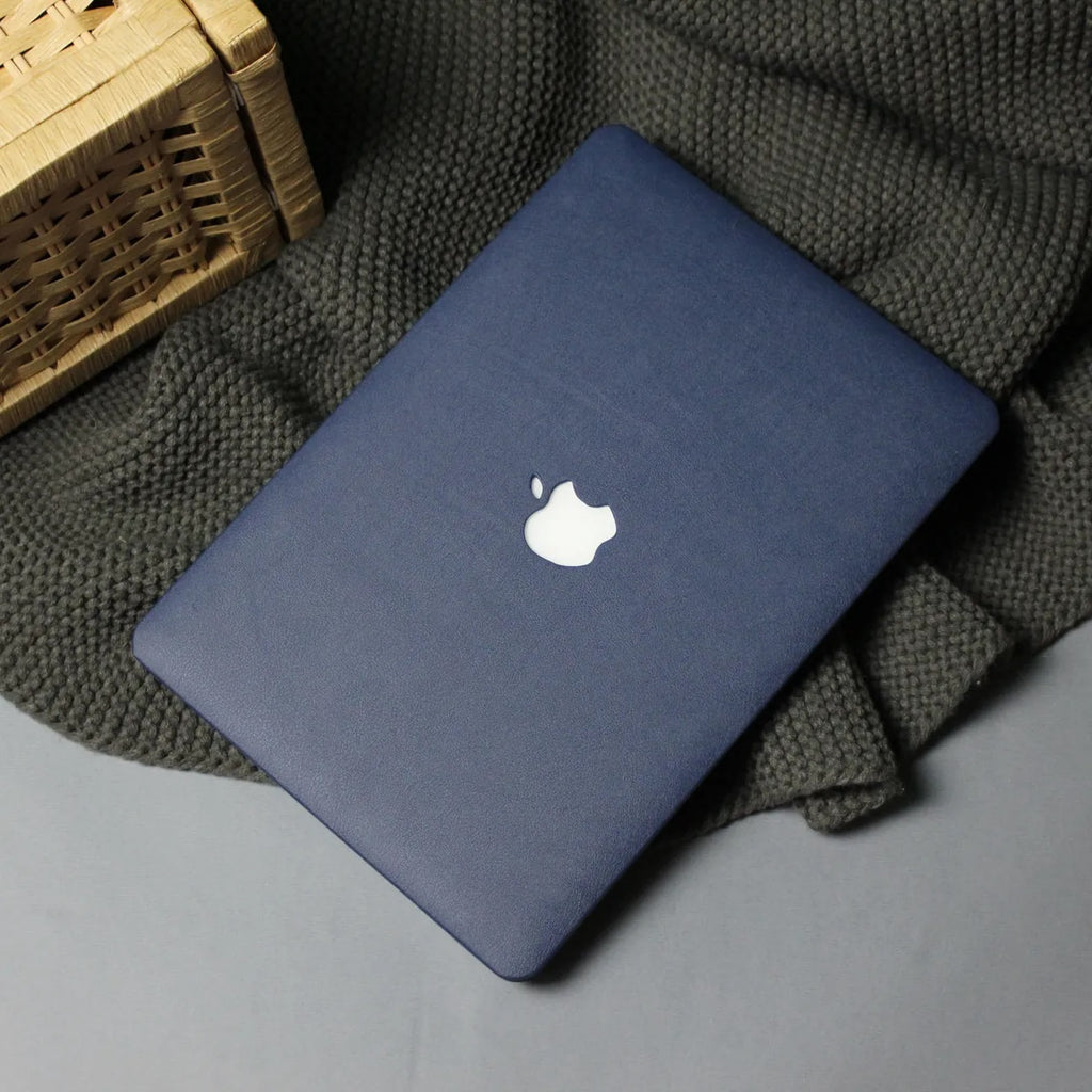 Classic Blue Litchi Leather Macbook case