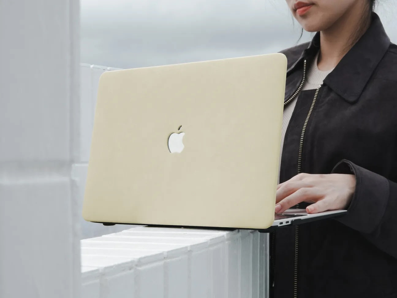 Wheat Suede Leather Macbook Case