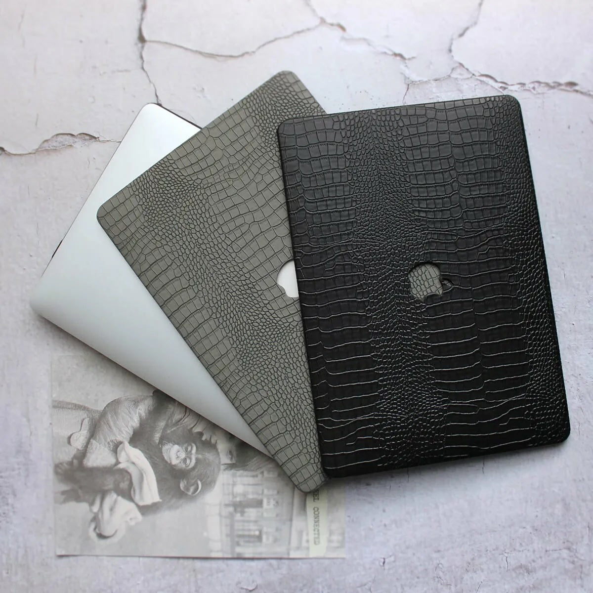 Black Crocodile Leather Macbook Case