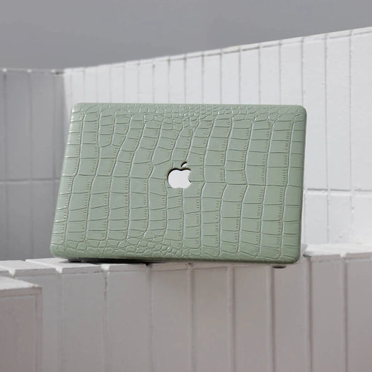 Avocado Green Crocodile Leather Macbook Case