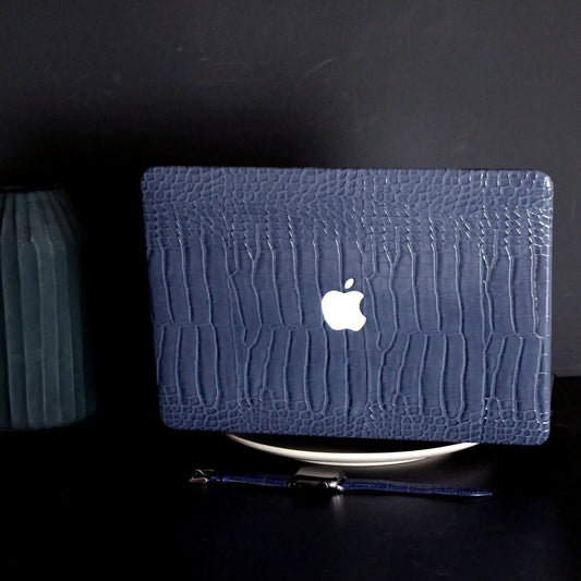Salvia Blue Crocodile Leather Macbook Case