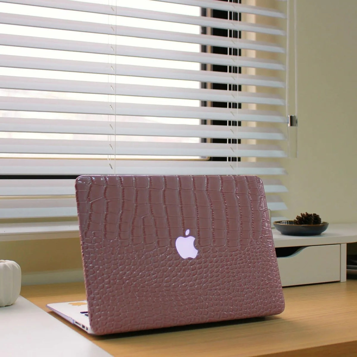 Pink Crocodile Leather Macbook Case