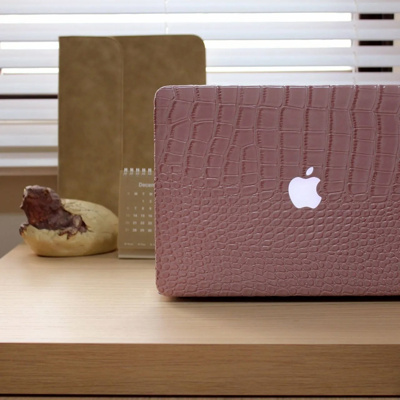 Pink Crocodile Leather Macbook Case