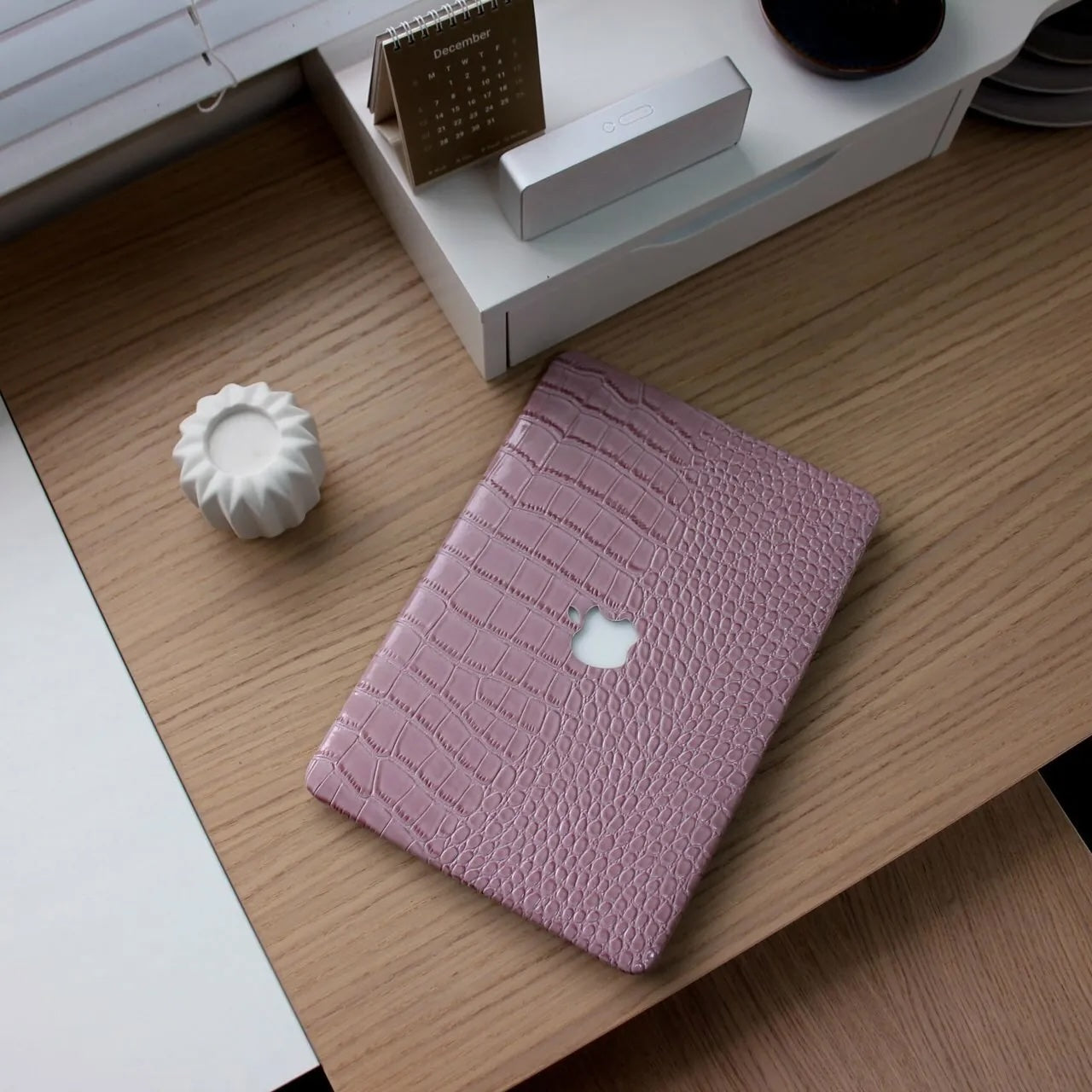 Pink Crocodile Leather Macbook Case