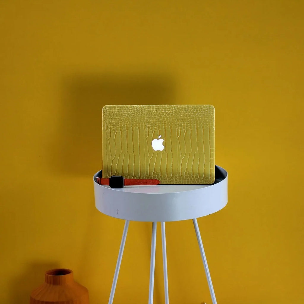 Yellow Crocodile Leather Macbook Case