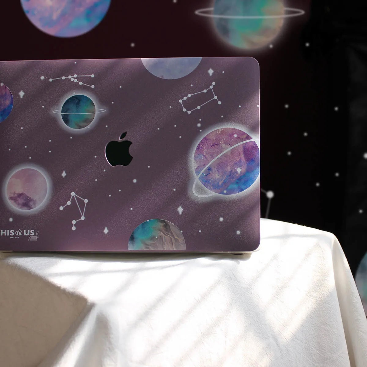 This is us design series Frosty purple Planet Macbook case（Rough)