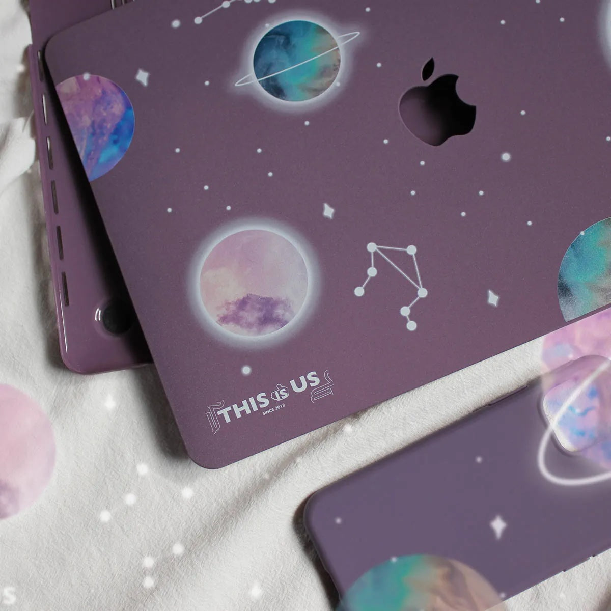 This is us design series Frosty purple Planet Macbook case（Rough)