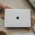 White Embossed Floral Leather Macbook Case