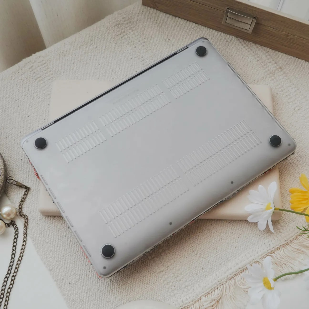 Ivory Garden Embroidered Leather Macbook Case