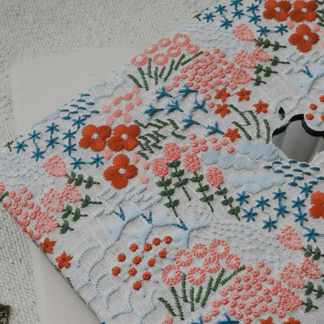 Ivory Garden Embroidered Leather Macbook Case
