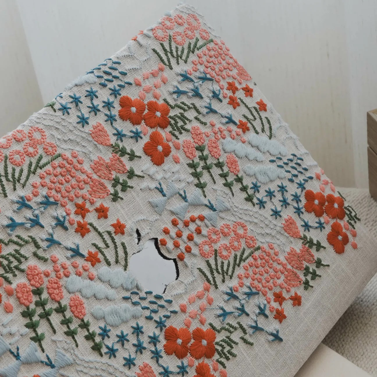 Ivory Garden Embroidered Leather Macbook Case