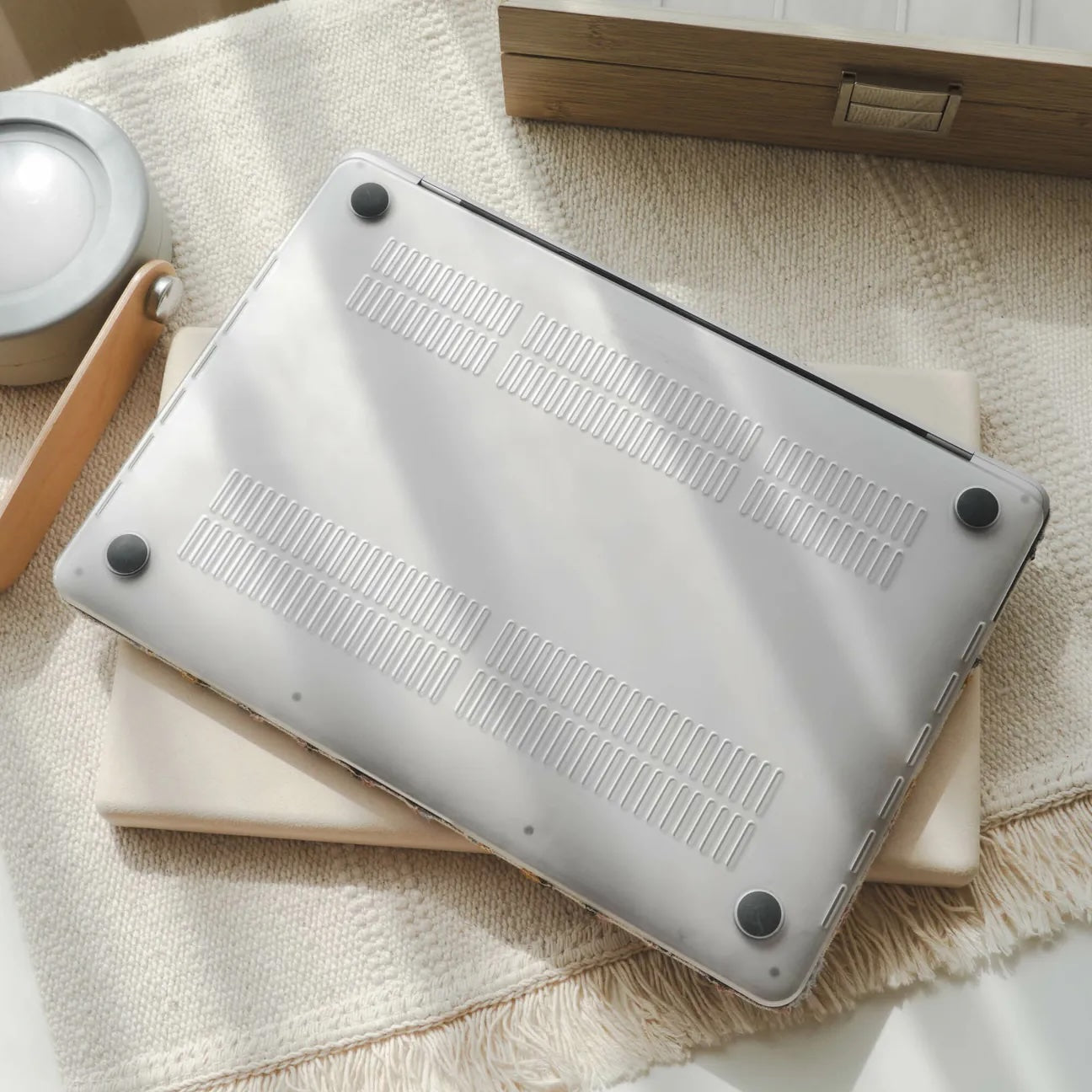 Color Circle Embroidered Leather Macbook Case