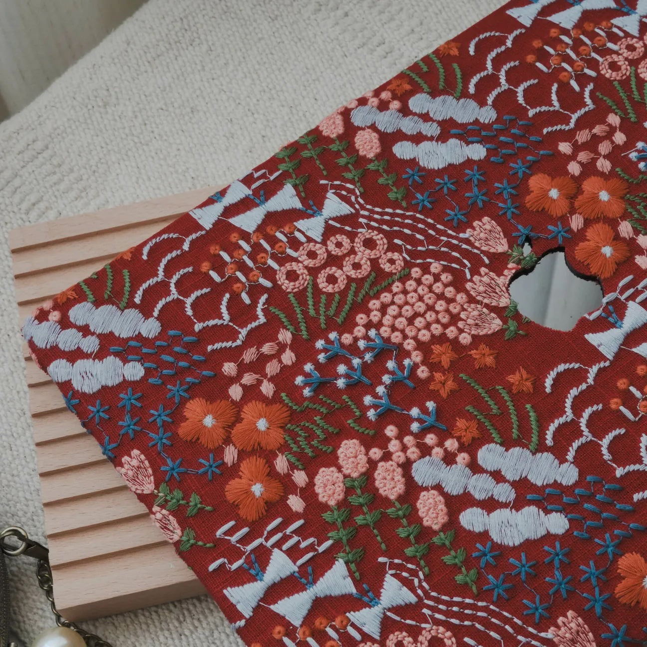 Bloom Embroidered Leather Macbook Case