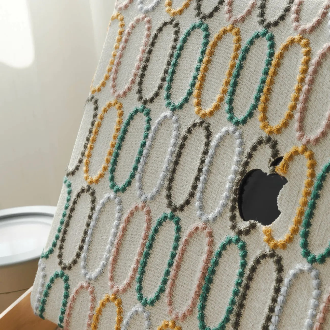 Color Circle Embroidered Leather Macbook Case