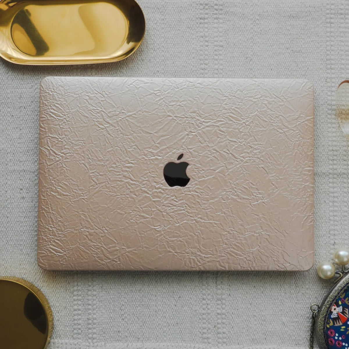 subtle gold Irregular Leather Macbook Case