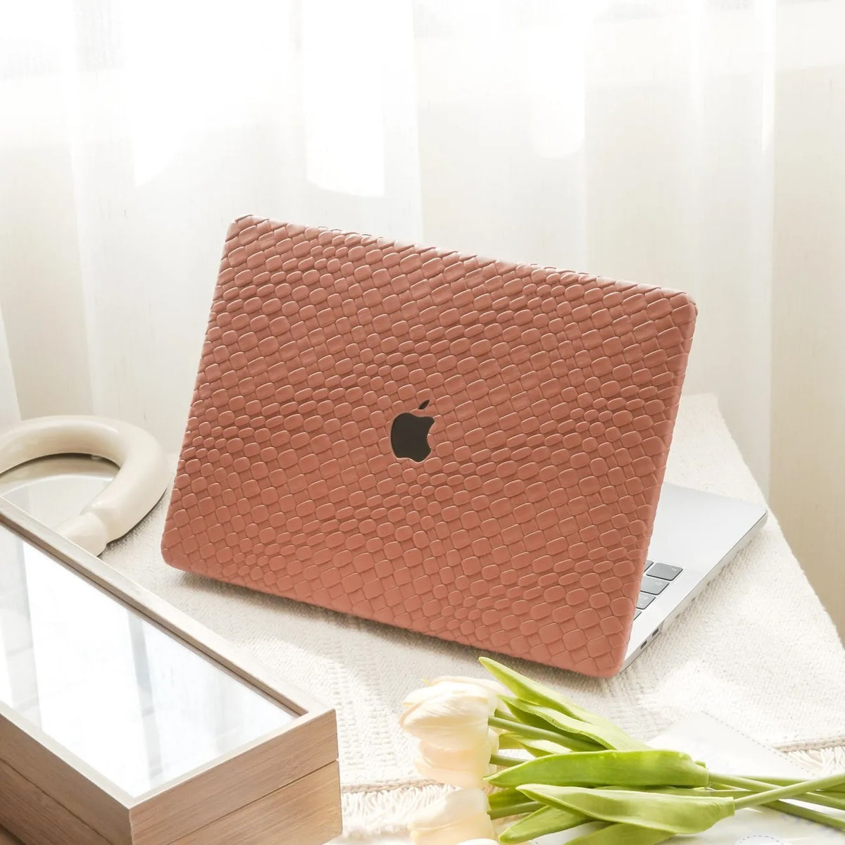 Brown Irregular Flow Leather Macbook Case