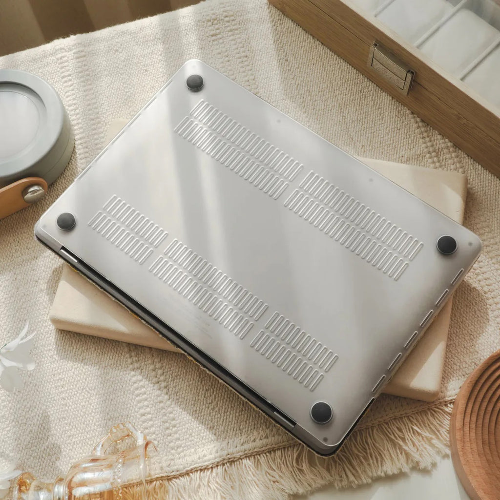 White Bandelion Embroidered Leather Macbook Case