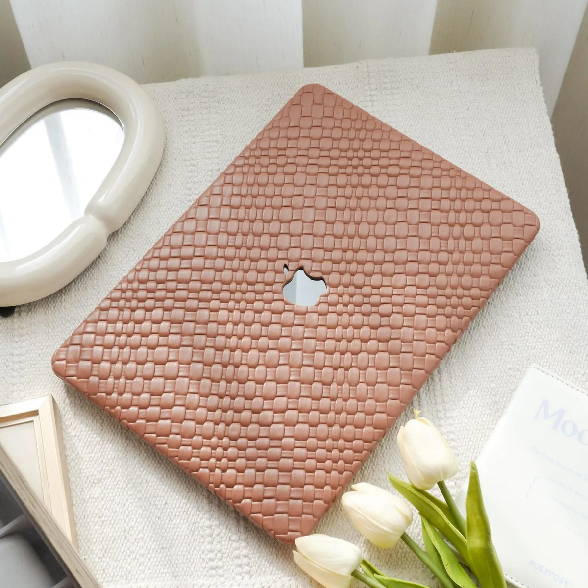 Brown Irregular Flow Leather Macbook Case
