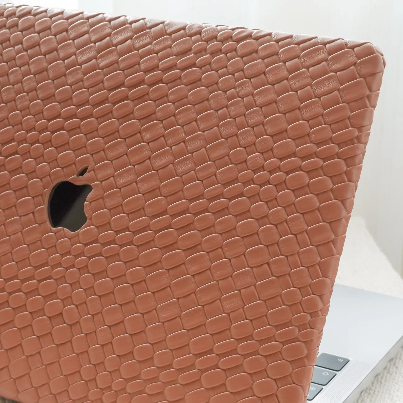 Brown Irregular Flow Leather Macbook Case